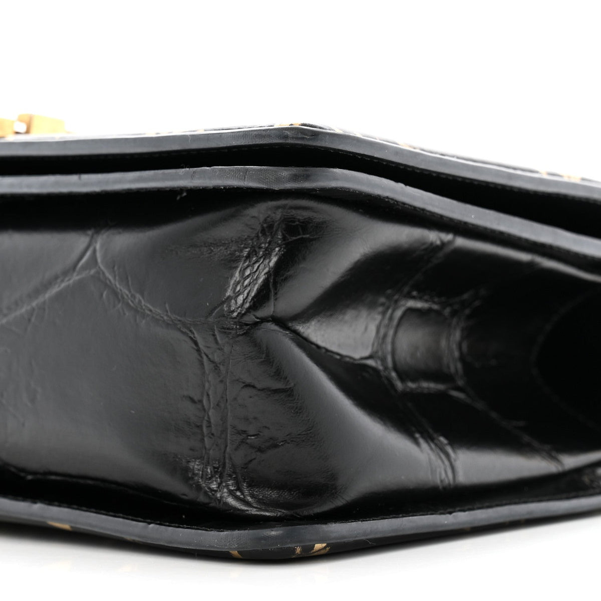 Calfskin Crocodile Embossed Graffiti Cocodile Medium Boy Flap Black