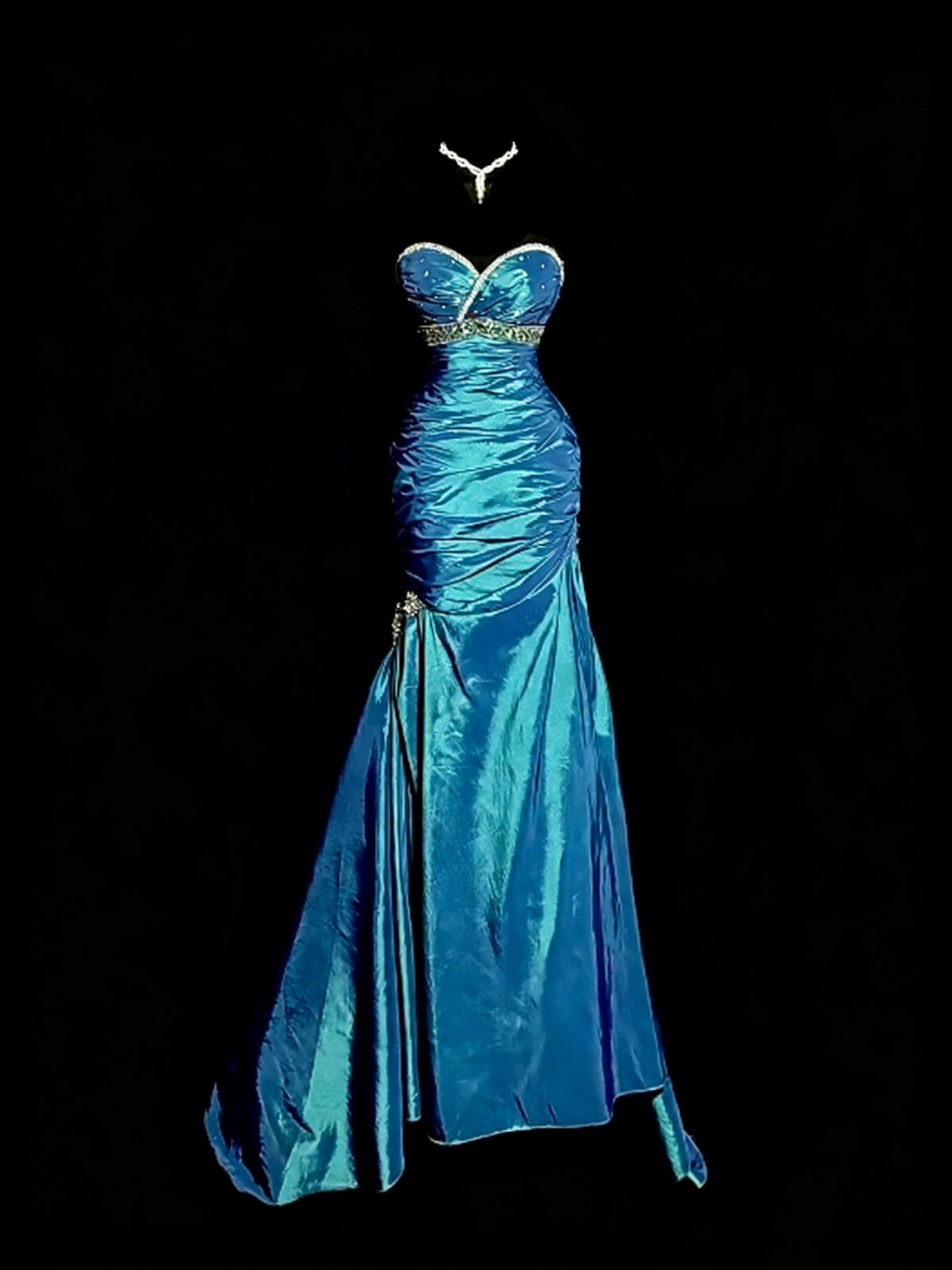Elegant Prom Dress Blue Sweetheart Pleated Mermaid Gala Dress Evening Dresses Birthday Party Dress      D4662