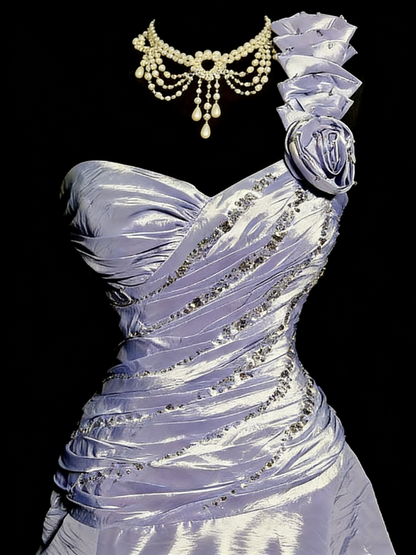 Stunning Prom Dress Lilac One Shoulder Pleated Formal Dress Evening Dresses Gala Dress      D4667