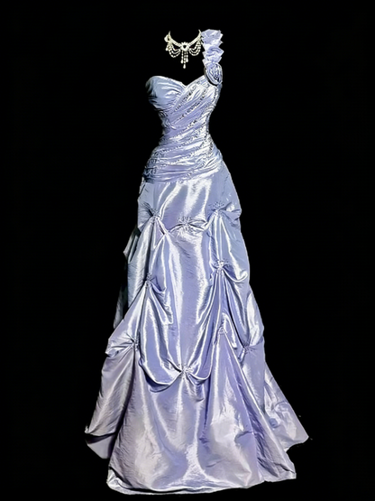 Stunning Prom Dress Lilac One Shoulder Pleated Formal Dress Evening Dresses Gala Dress      D4667