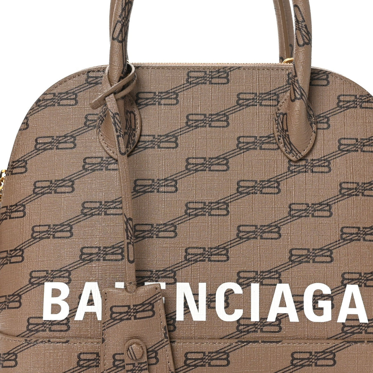 Coated Canvas BB Monogram S Ville Top Handle Bag Beige Brown