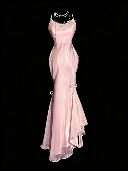 Sweet Prom Dress Light Pink Spaghetti Straps Mermaid Formal Dress Evening Dresses Birthday Party Dress      D4671