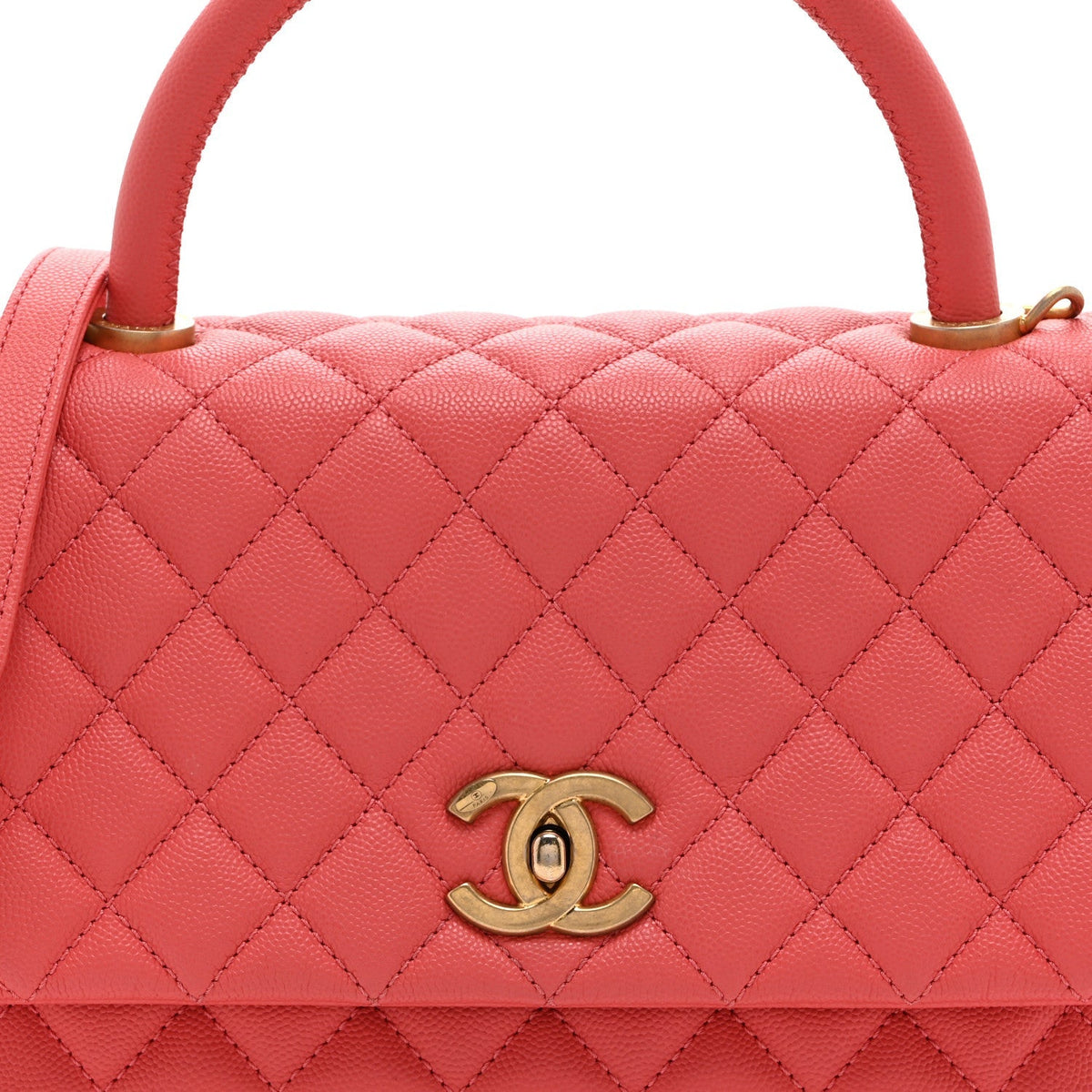 Caviar Quilted Small Coco Handle Flap Pink
