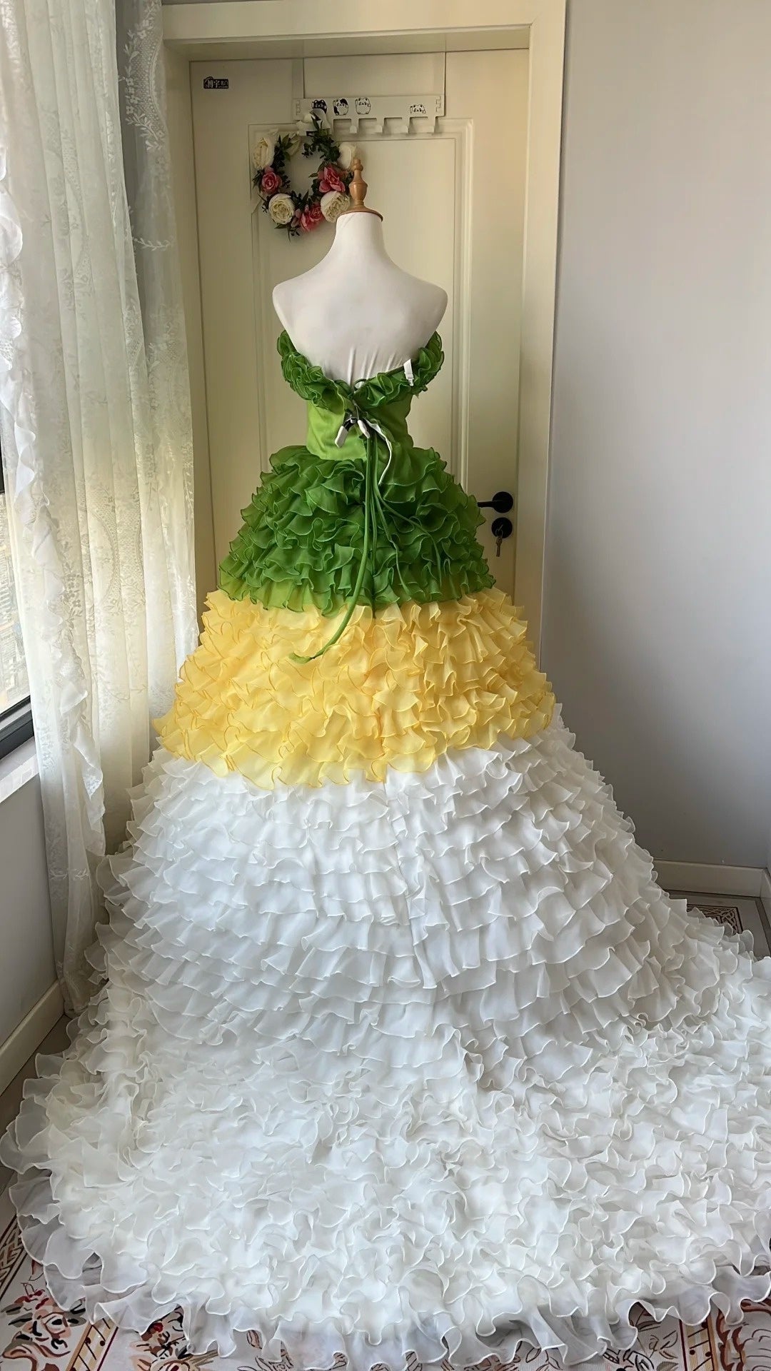 Fashion Prom Dress Strapless Ruffle Tiered Evening Dress Quinceanera Dress Ball Gown      D4674