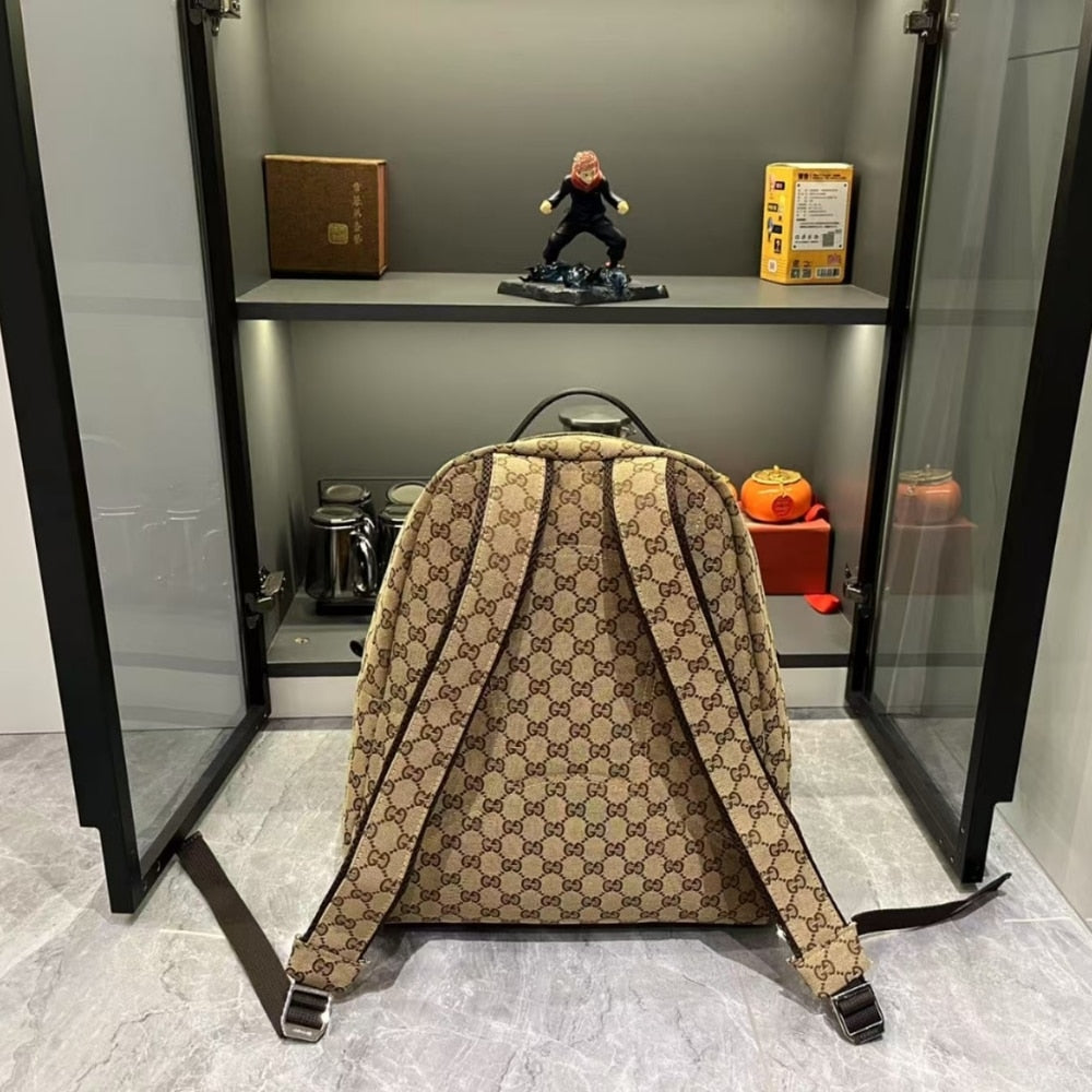 GUCCI GG CANVAS MEDIUM BACKPACK MEDIUM BACKPACK BEIGE AND DARK BROWN 36CM 824624 FAEHZ 9795