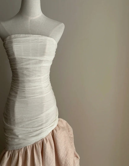 New Arrival Prom Dress Strapless Pleated Mermaid Formal Dresses Gala Gown Evening Dress  D4722