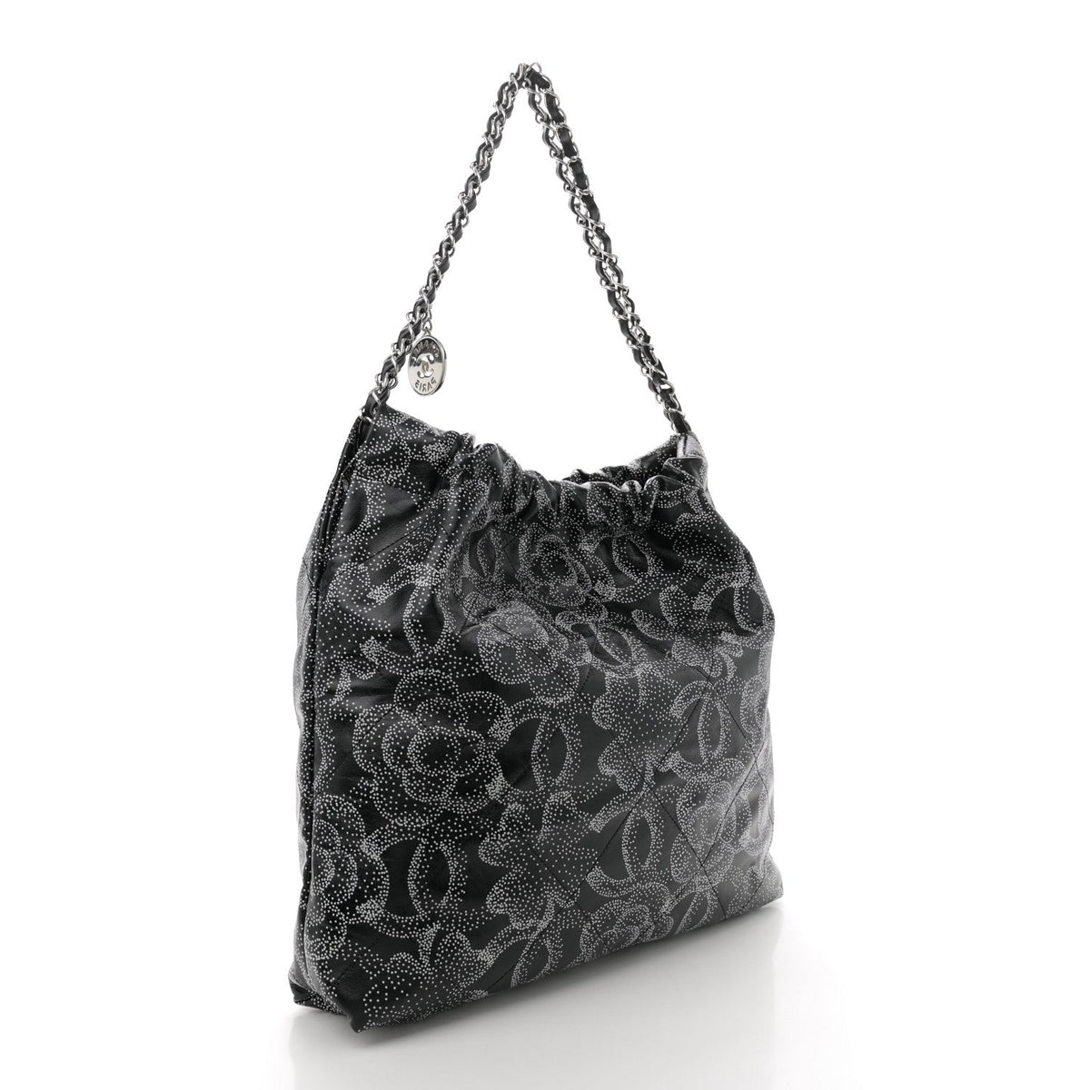 Printed Calfskin Quilted Chanel 22 Black