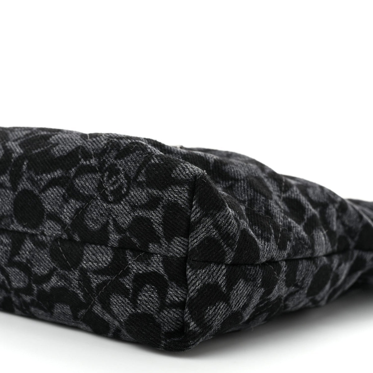 Denim Quilted Floral Print Mini Chanel 22 Black Grey