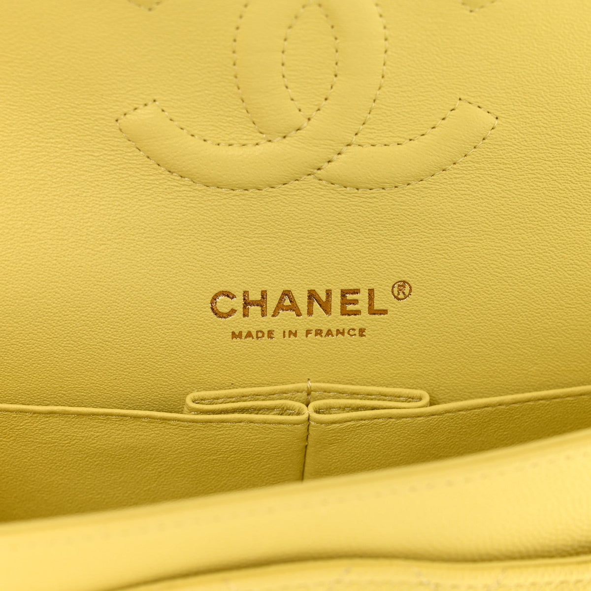 Caviar Quilted Medium Double Flap Yellow