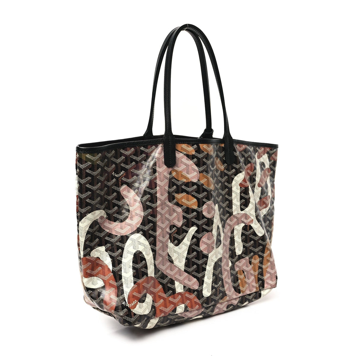 Goyardine Saint Louis Lettres Camouflage PM Black Pink Multicolor