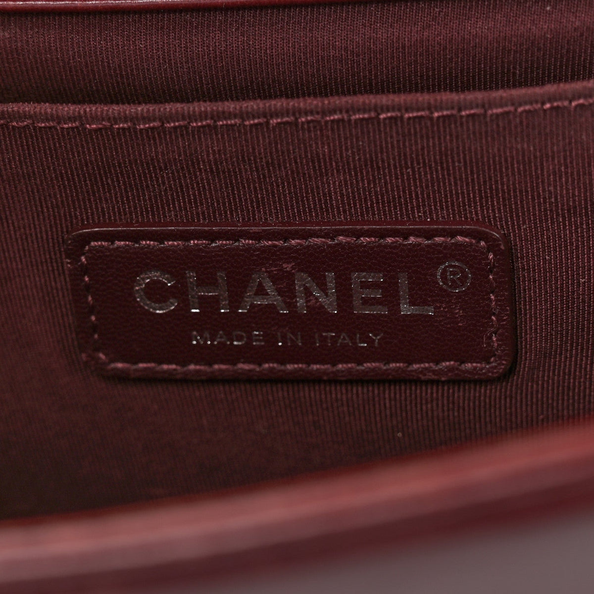 Glazed Calfskin Quilted Medium Boy Chained Flap Bordeaux