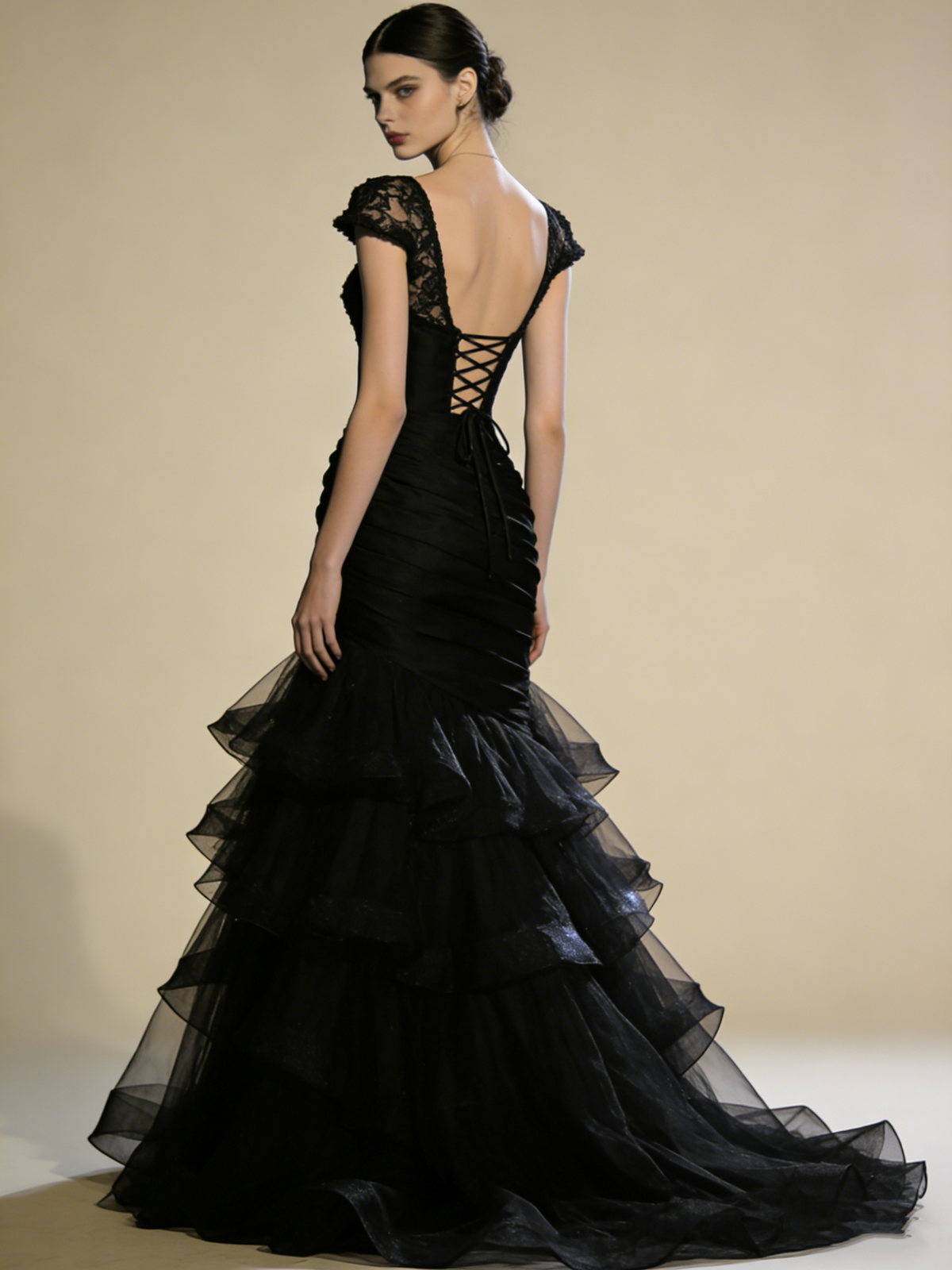 Black Prom Dress Boat Neck Pleated Mermaid Gala Gown Birthday Party Outfits Evening Dress  D4801