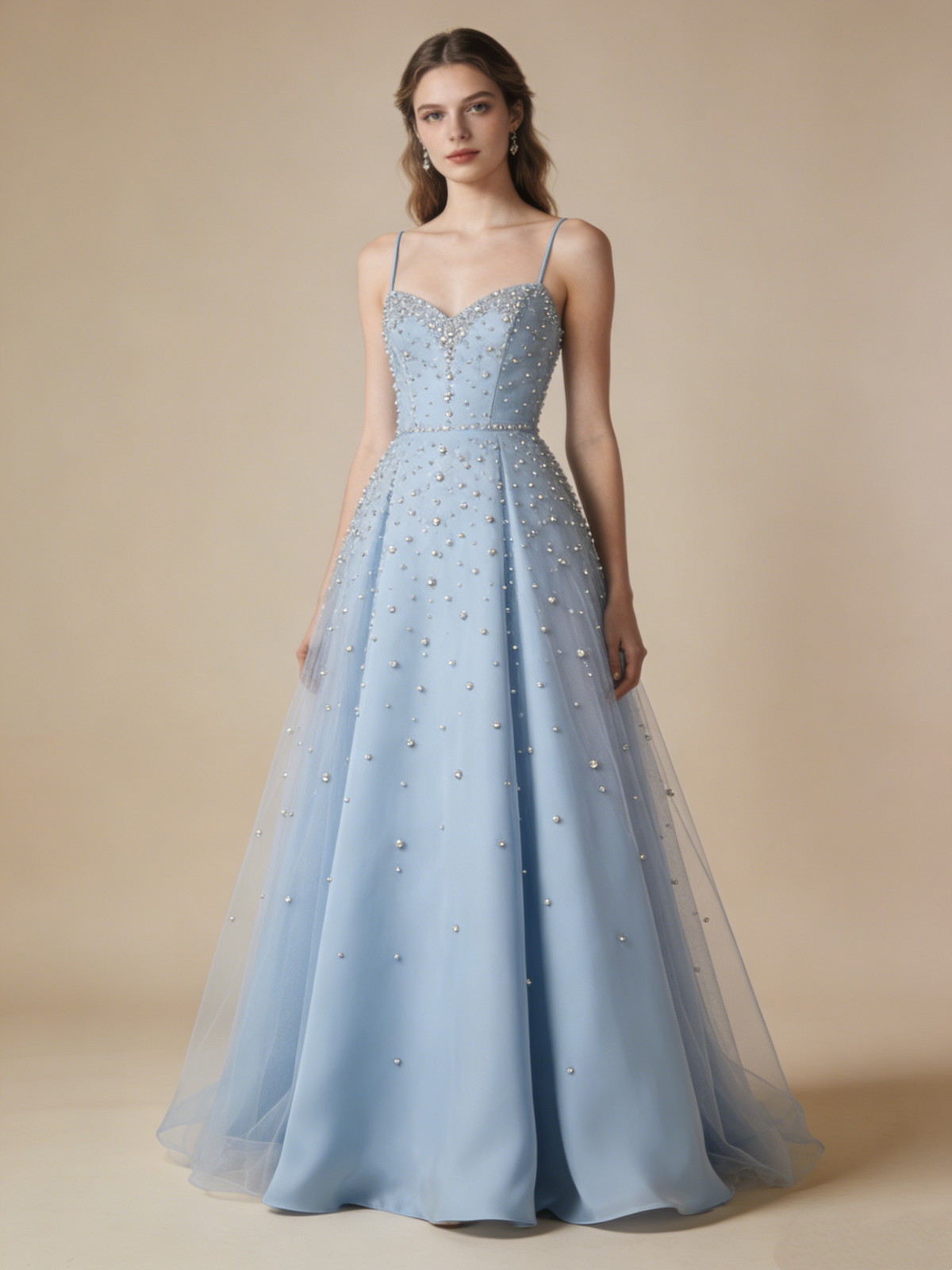 Light Blue Prom Dress Sweetheart Beading Gala Gown Birthday Party Outfits Evening Dress  D4806