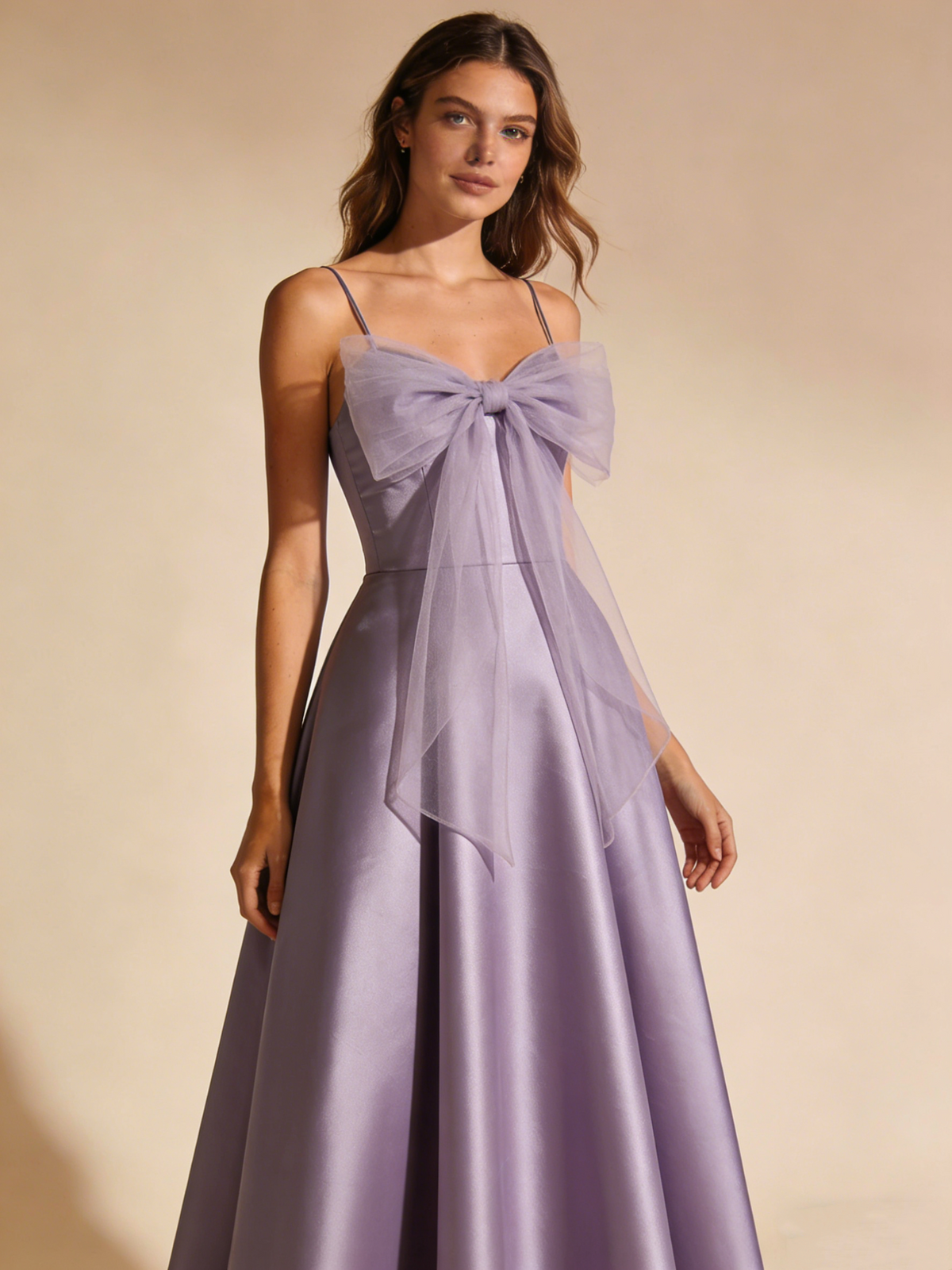 A Line Prom Dress Light Purple Spaghetti Straps Tulle Birthday Party Outfits Gala Dress Evening Gown  D4837
