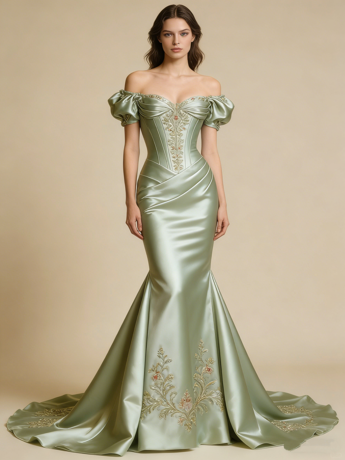 Elegant Prom Dress Light Green Off Shoulder Mermaid Evening Gown Birthday Party Outfits Gala Dress   D4846
