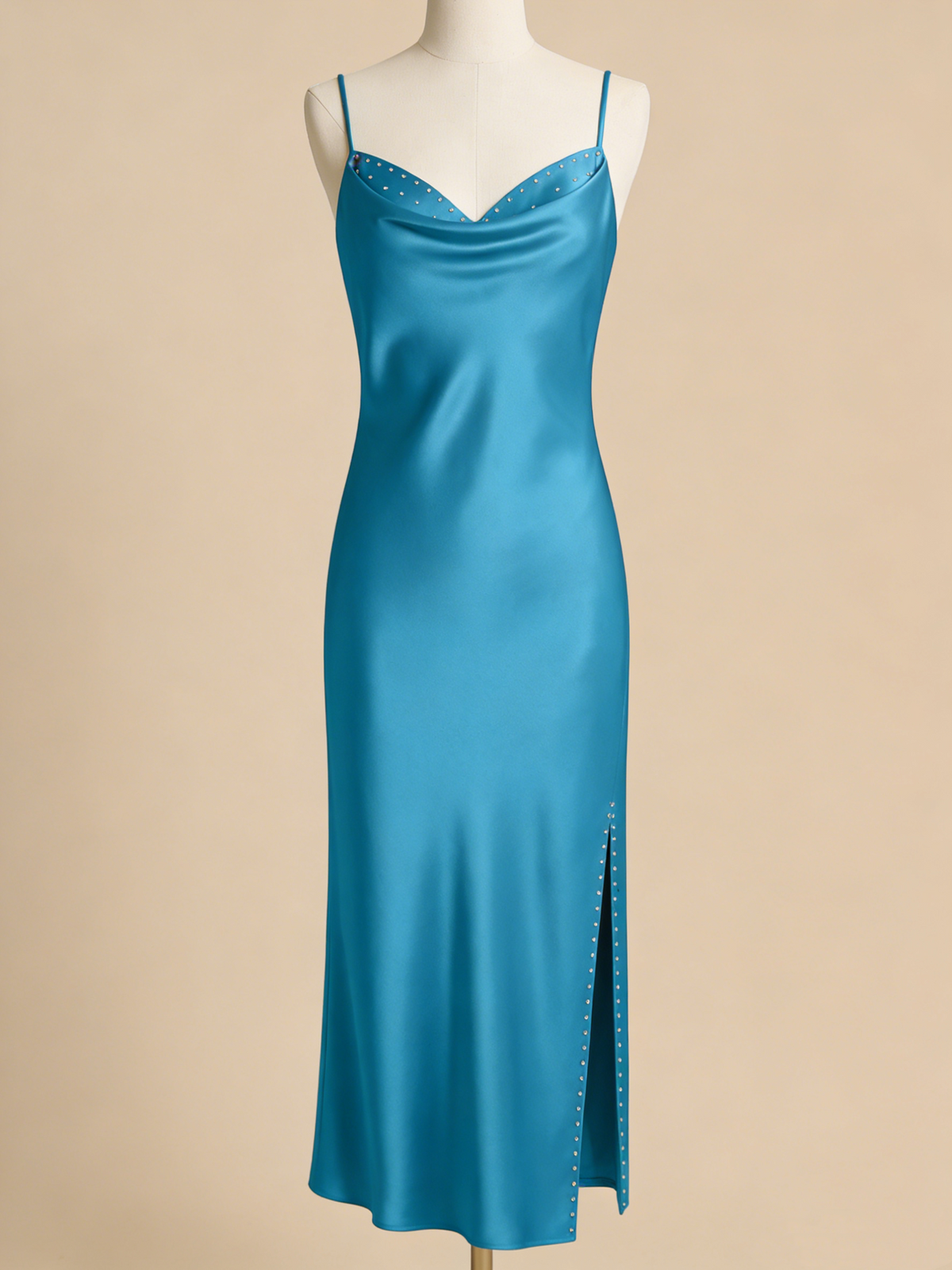 Minimalist Prom Dress Satin Blue Sweetheart Slit Gala Dress Evening Gown Birthday Party Outfits    D4868