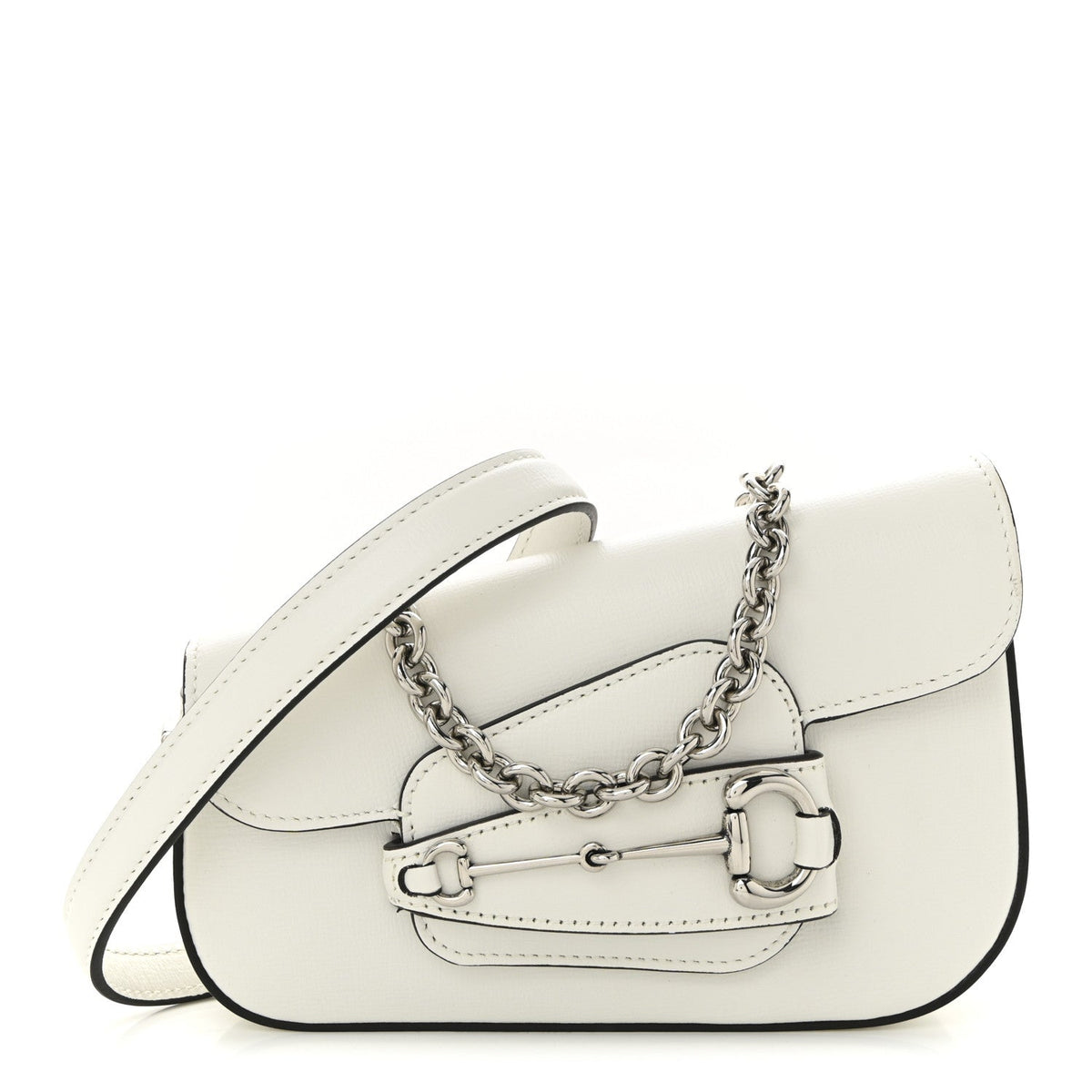 Demetra Mini Horsebit 1955 Asymmetric Shoulder Bag Great White