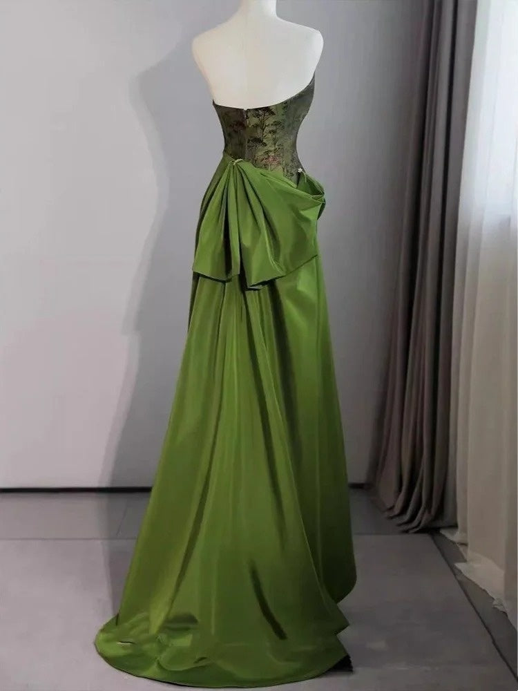 Stunning Prom Dress Green Sweetheart Pleated Gala Evening Gown Dress Birthday Party Outfits    D4878