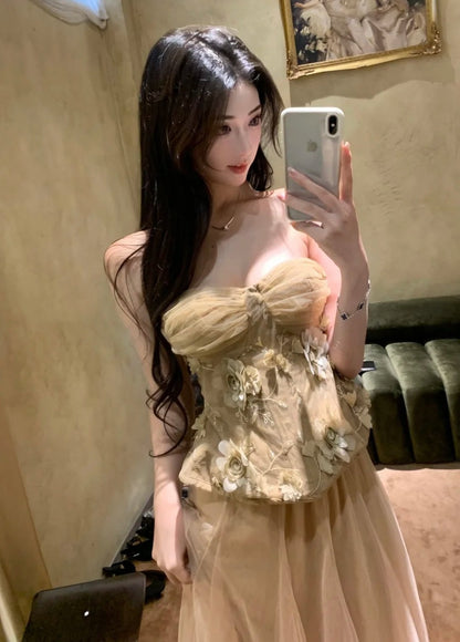 Elegant Prom Dress Sweetheart Pleated Tulle Gala Evening Gown Dress Birthday Party Outfits    D4879