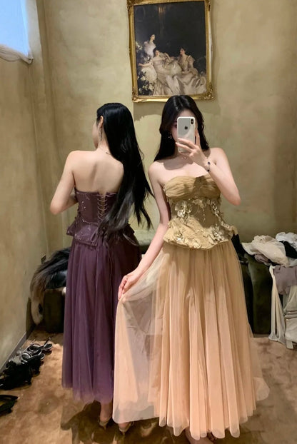 Elegant Prom Dress Sweetheart Pleated Tulle Gala Evening Gown Dress Birthday Party Outfits    D4879