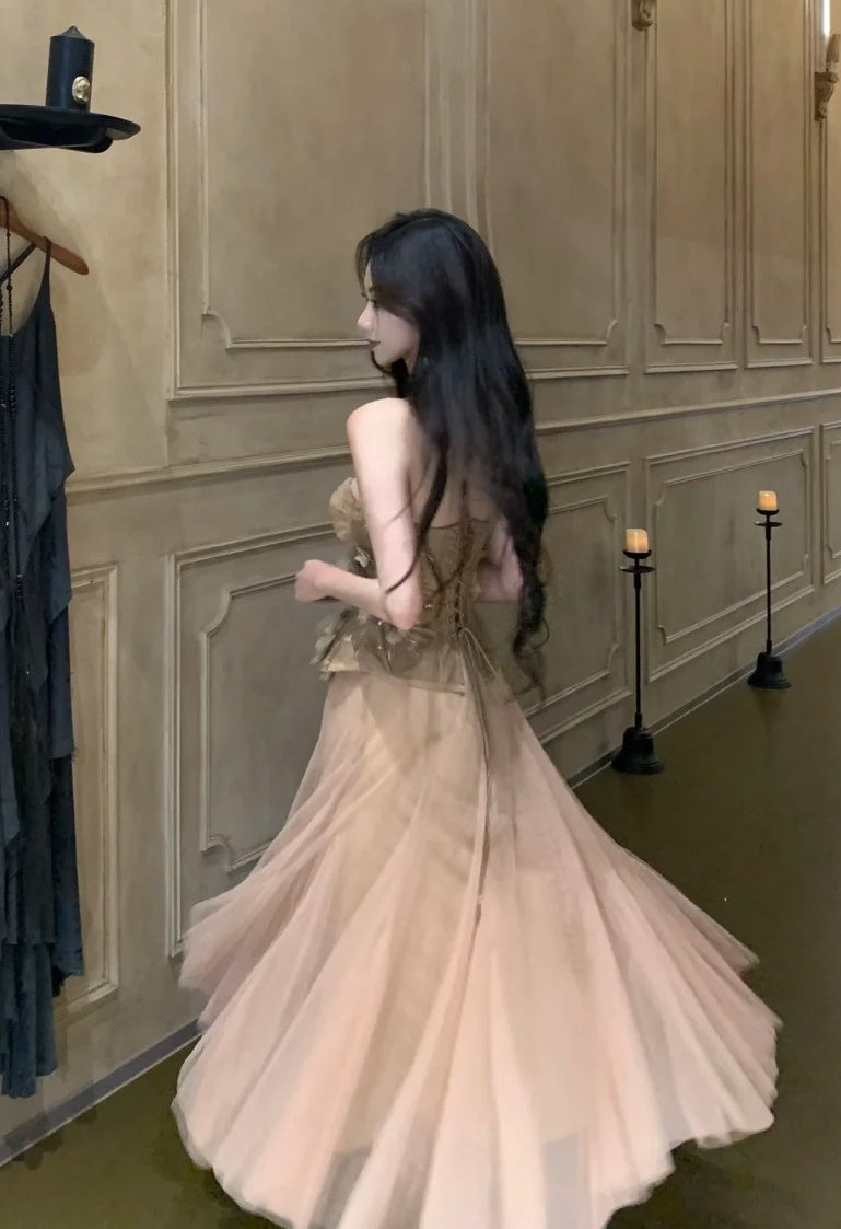 Elegant Prom Dress Sweetheart Pleated Tulle Gala Evening Gown Dress Birthday Party Outfits    D4879