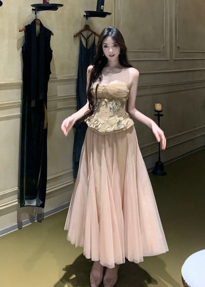 Elegant Prom Dress Sweetheart Pleated Tulle Gala Evening Gown Dress Birthday Party Outfits    D4879
