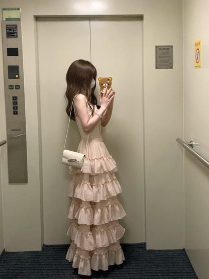 Beauty Prom Dress Spaghetti Straps Tiered Gala Evening Gown Dress Birthday Party Outfits    D4888