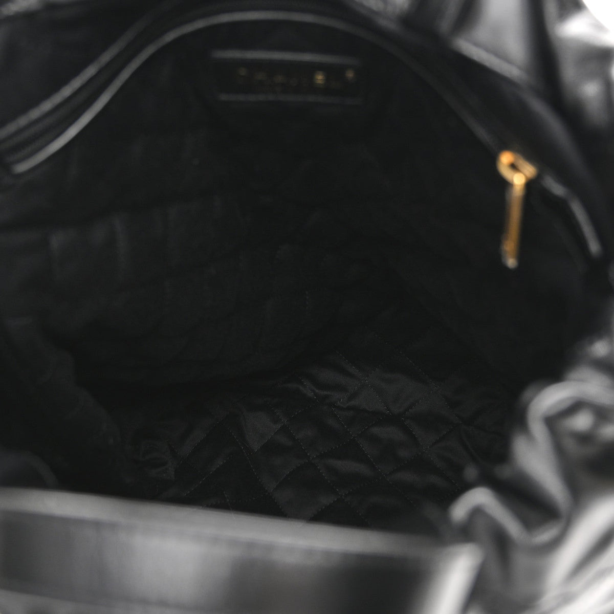 Shiny Calfskin Quilted Chanel 22 Backpack Black