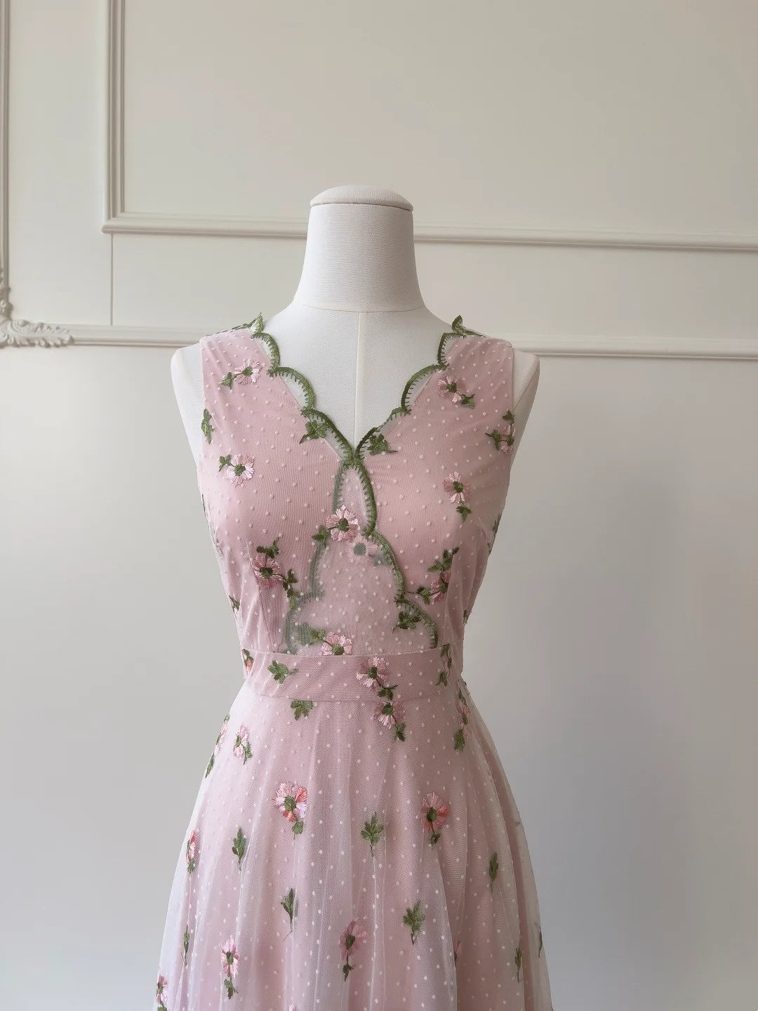 Fashion Prom Dress V-neck Pink Floral Gala Evening Gown Dress Birthday Party Outfits    D4890