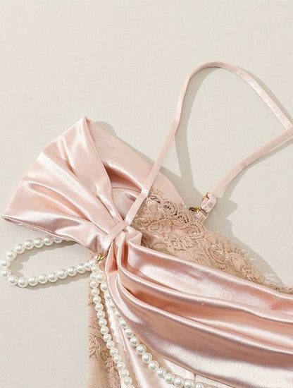 Stunning Sheath Off the Shoulder Pearl Pink Lace Satin Prom Dress Wedding Guest Dress SH4221