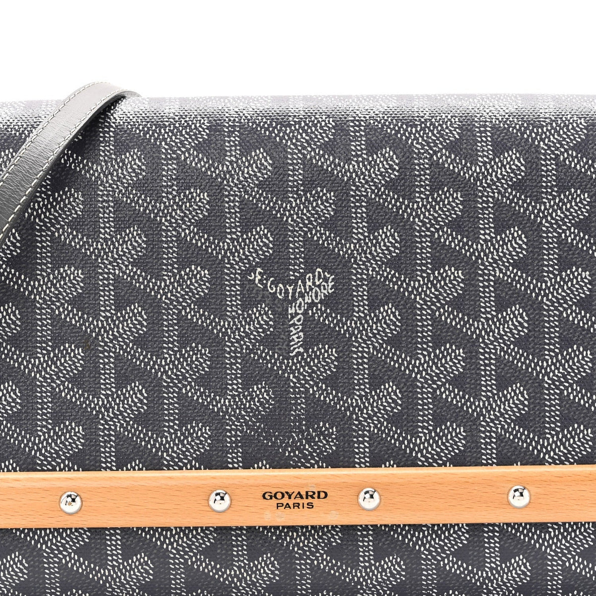 Goyardine Monte Carlo Bois Clutch With Strap Gray