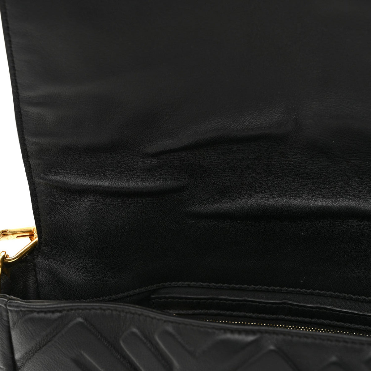 Nappa FF 1974 Embossed Large Baguette Black