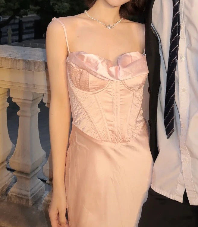 Fashion Prom Dress Light Pink Spaghetti Straps Gala Gown Birthday Party Outfits Evening Dress    D4917