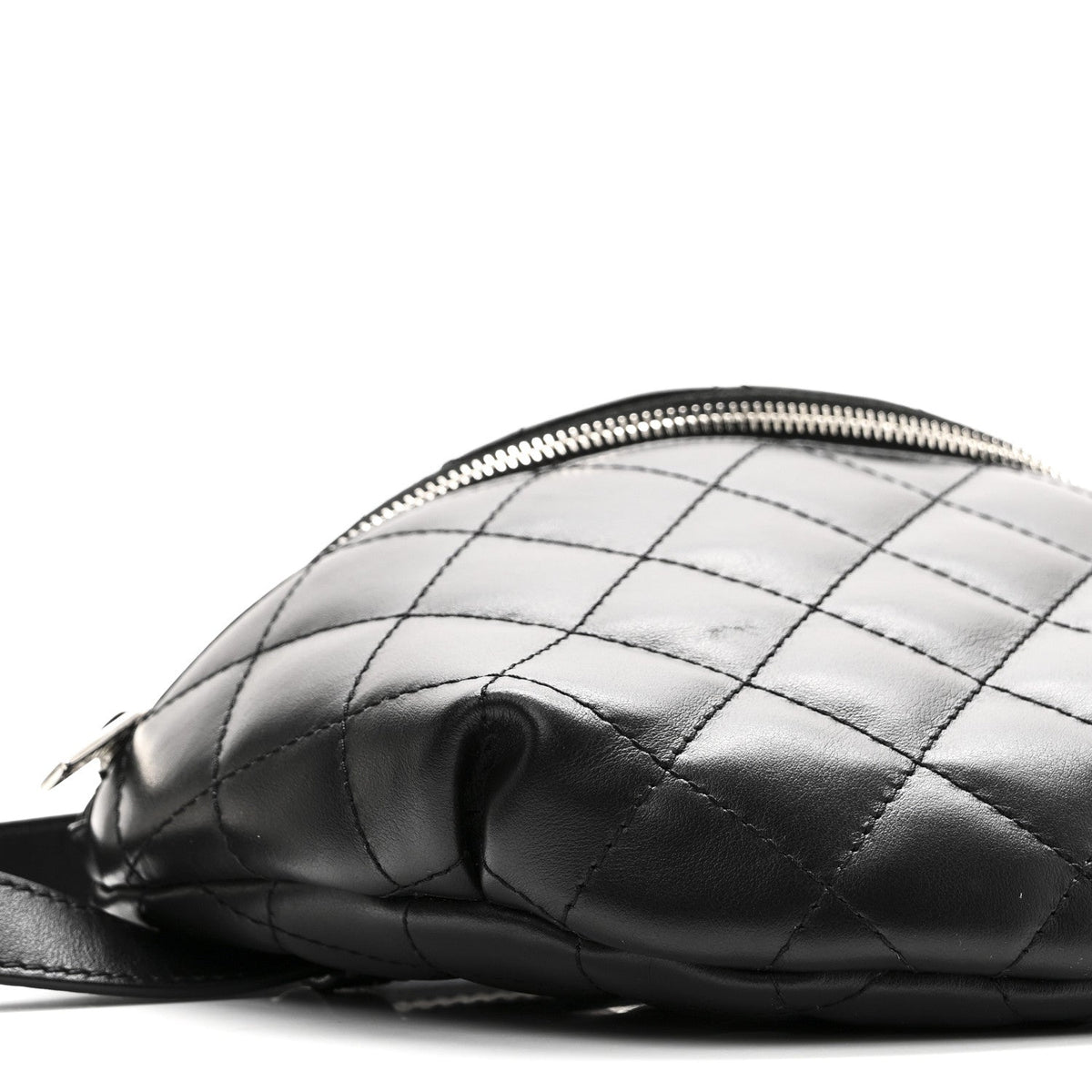 Calfskin Quilted Waist Belt Bag Black