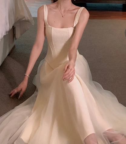 Beauty Prom Dress Spaghetti Straps Tulle Pleated Gala Gown Party Outfits Evening Dress   D4934