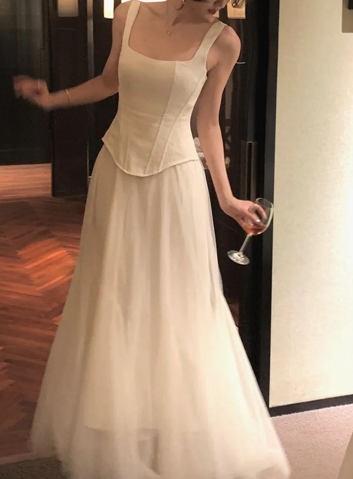 Beauty Prom Dress Spaghetti Straps Tulle Pleated Gala Gown Party Outfits Evening Dress   D4934