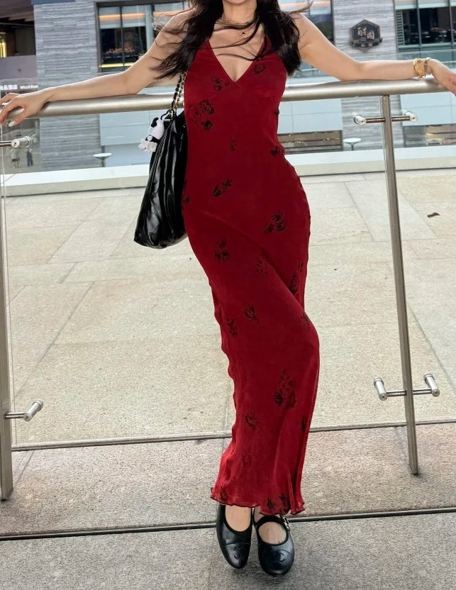 Burgundy Prom Dress V-neck Gala Gown Cocktail Outfits Evening Dresses   D4937
