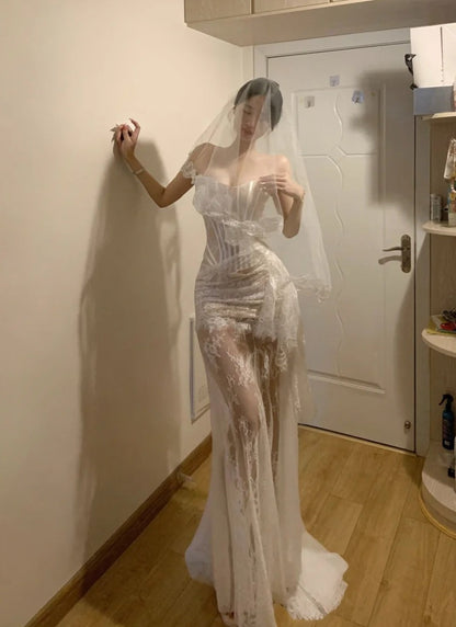 Elegant Prom Dress Sweetheart Pleated Wedding Dress Gala Gown Evening Dresses   D4945