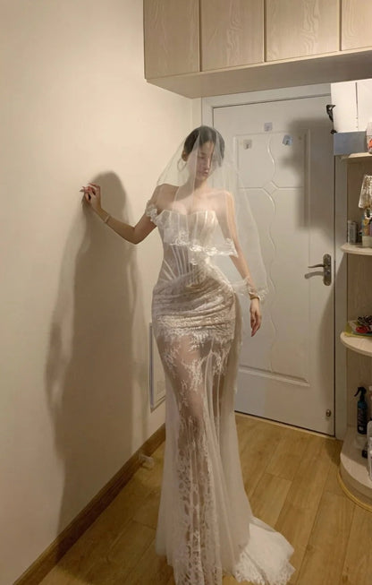 Elegant Prom Dress Sweetheart Pleated Wedding Dress Gala Gown Evening Dresses   D4945
