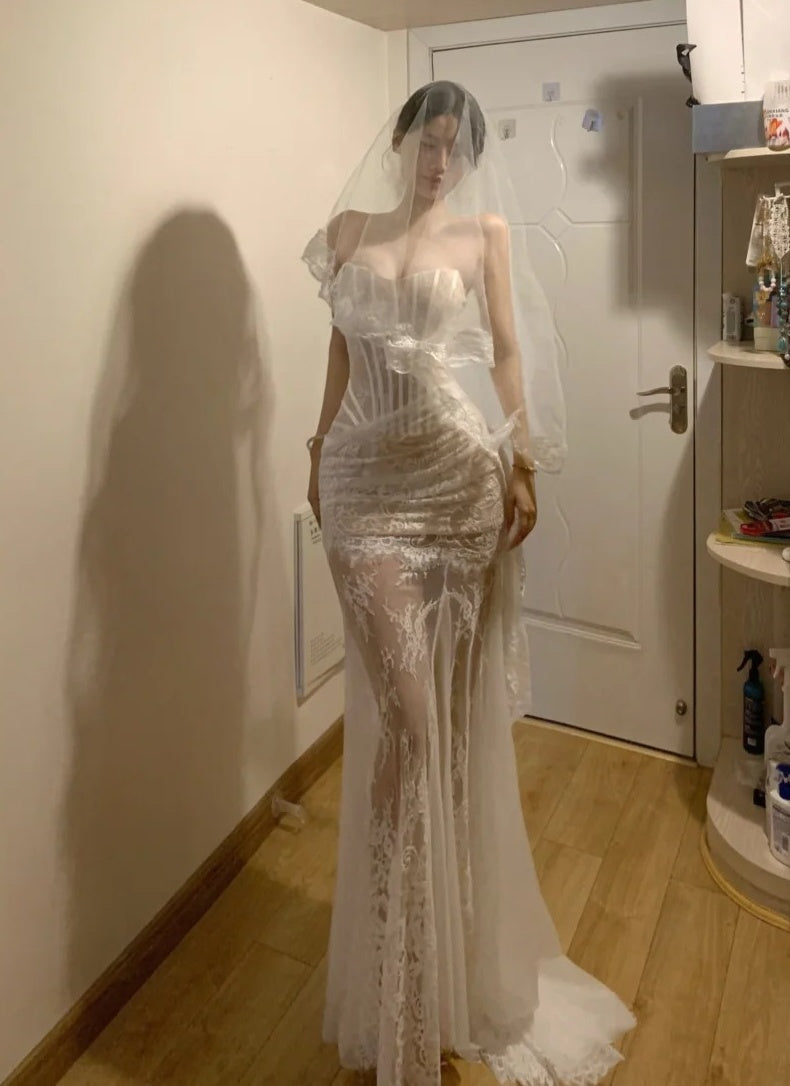 Elegant Prom Dress Sweetheart Pleated Wedding Dress Gala Gown Evening Dresses   D4945