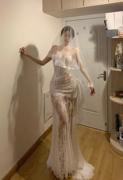 Elegant Prom Dress Sweetheart Pleated Wedding Dress Gala Gown Evening Dresses   D4945
