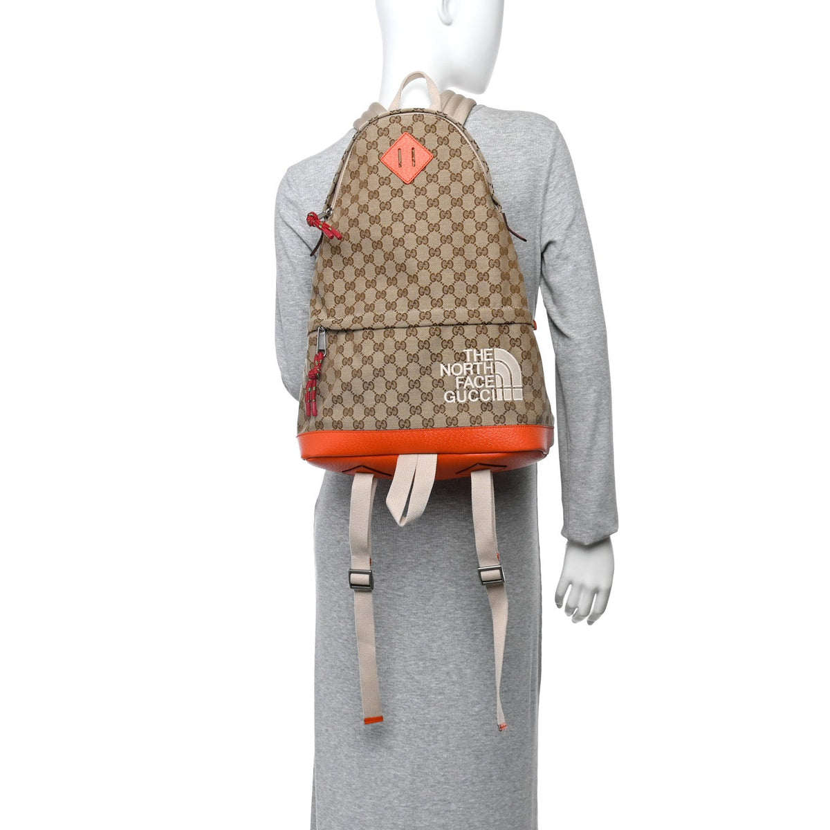 X THE NORTH FACE Monogram Textured Dollar Calfskin Embroidered Beige Ebony Mystic White Deep Orange