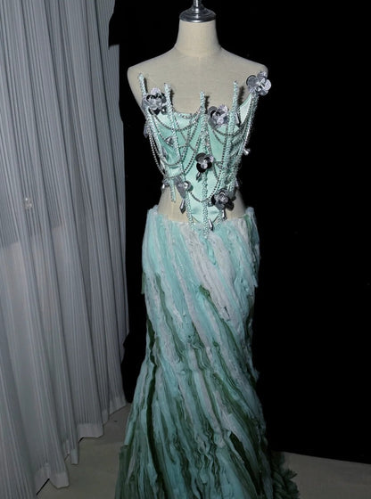Stunning Prom Dress Strapless Pleated Evening Dresses Gala Gown Birthday Party Outfits     D4959