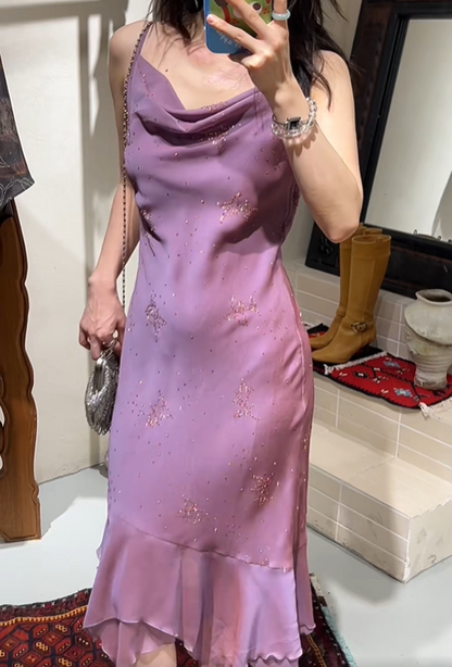 Stunning Prom Dress Chiffon Spaghetti Straps Beading Birthday Party Outfits Evening Dresses Gala Gown      D4964