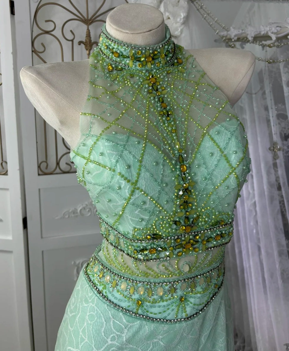 Beauty Prom Dress Crew Neck Beading Evening Dress Backless Gala Gown Cocktail Outfits       D4971