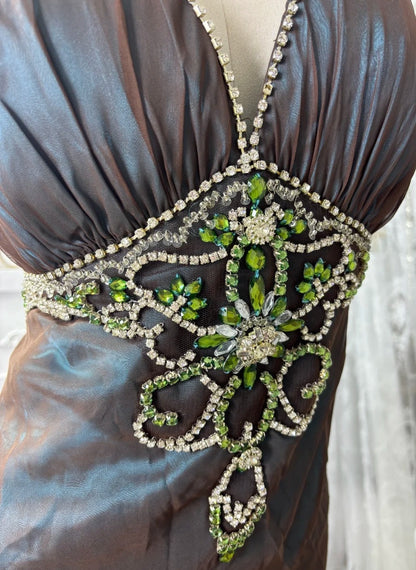 Elegant Prom Dress V-neck Crystal Evening Dress Gala Gown Cocktail Outfits       D4972