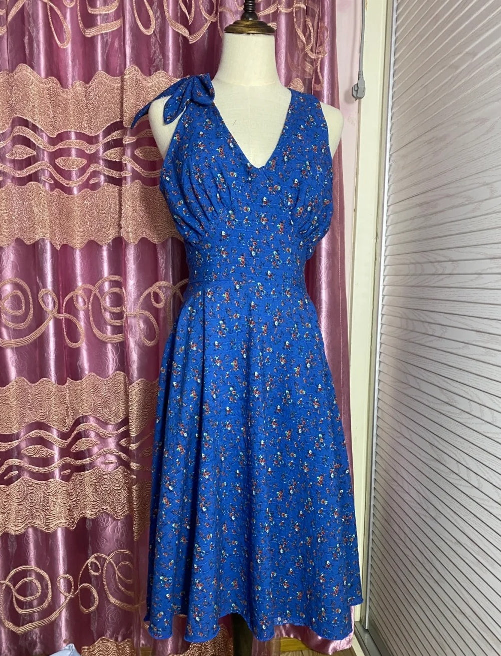 Fashion Prom Dress A Line V-neck Print Pleated Evening Dress Gala Gown Cocktail Outfits       D4977