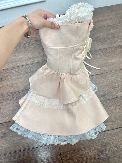 Beauty Homecoming Dress Spaghetti Straps Lace Short Prom Dress Back to School Outfits Birthday Party Dress  D4987
