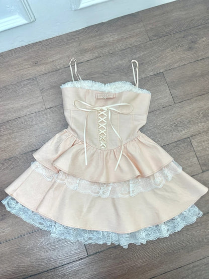 Beauty Homecoming Dress Spaghetti Straps Lace Short Prom Dress Back to School Outfits Birthday Party Dress  D4987