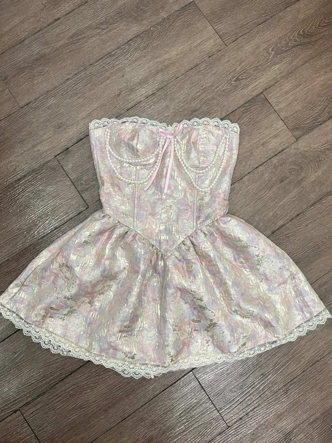 Charming Homecoming Dress Strapless Lace Short Prom Dress Back to School Outfits Birthday Party Dress  D4988